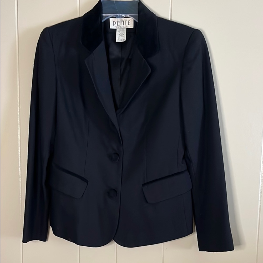 Petite Sophisticate Black Blazer Classic Suit Jacket